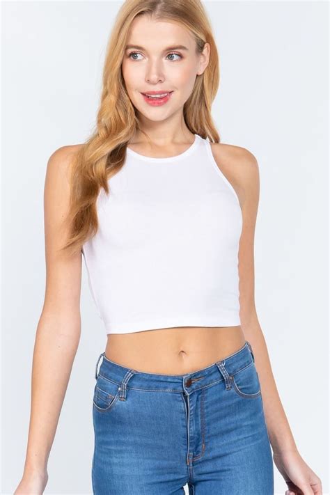 Basic Crop Top In 2021 Halter Neck Crop Top Crop Tops Halter Neck