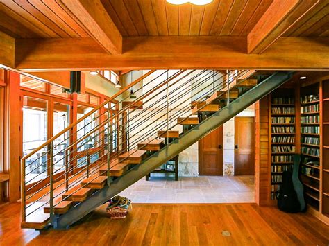 Contemporary Floating Staircase With Warm Wood Accents Hgtv