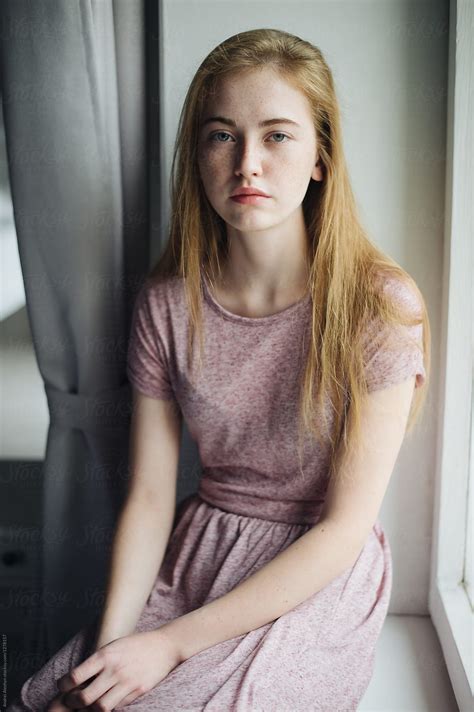 Portrait Of A Beautiful Girl With Freckles By Stocksy Contributor