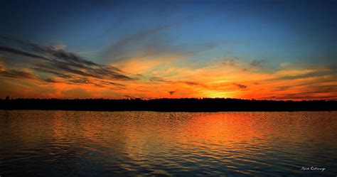 Lake Oconee Sunset Light Reflections Landscape Art Photograph By Reid
