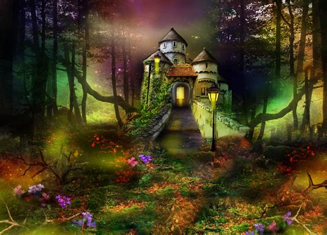 Fantasy Castle In Enchanted Forest By Roserika