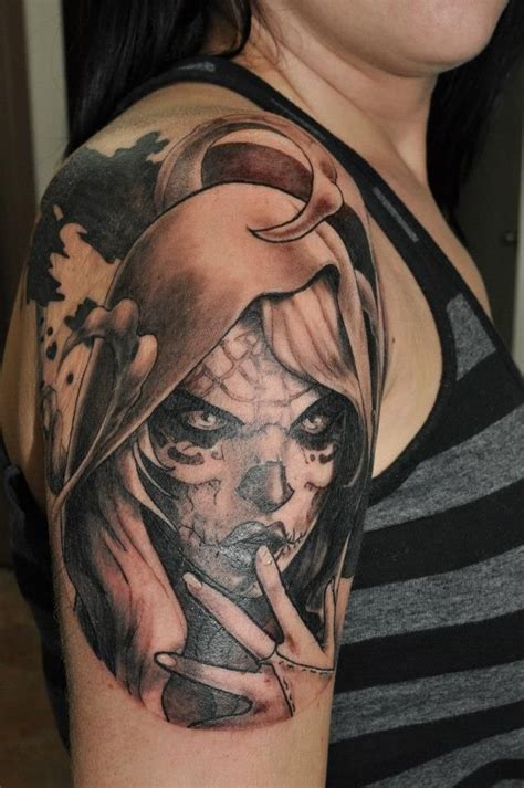 Demon Girl Tattoo By Mikey Love The Sugar Skull Tattoos Girl Tattoos Sugar Skull Tattoos
