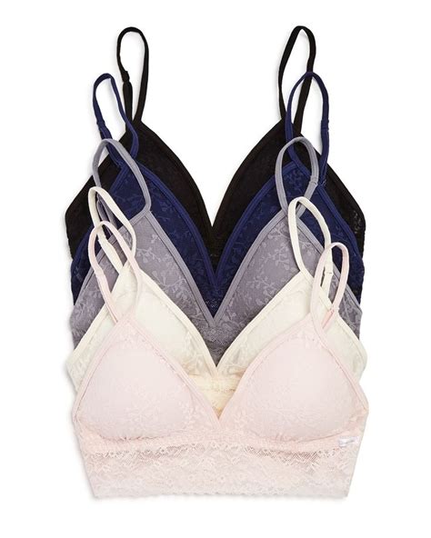 Calvin Klein Bare Lace Triangle Padded Bralettes Set Of 5 Women
