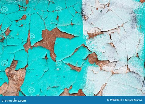 Peeling Turquoise Paint On A Concrete Wall Blue And White Painted