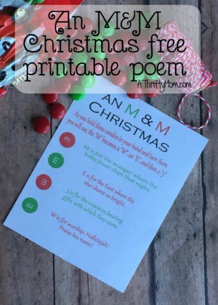 M & m christmas poem candy jars mrs happy homemaker. An M&M Christmas, free printable poem