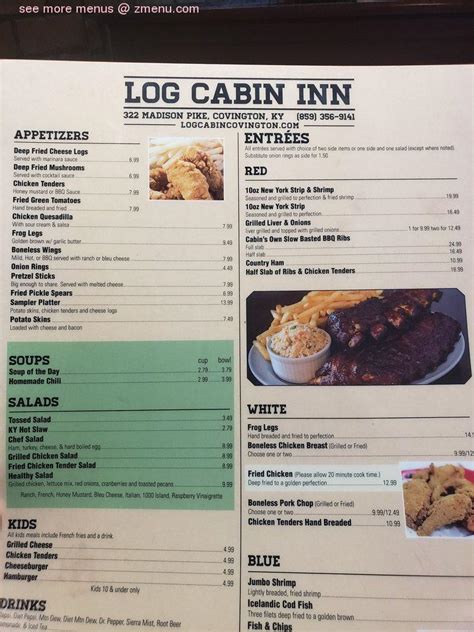 Online Menu Of Log Cabin Restaurant Covington Kentucky 41017 Zmenu