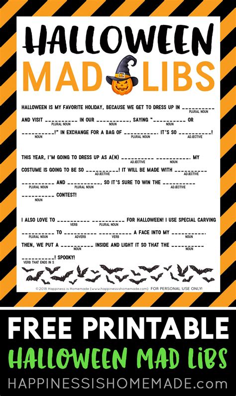 Halloween Mad Libs Printable Free Printable World Holiday