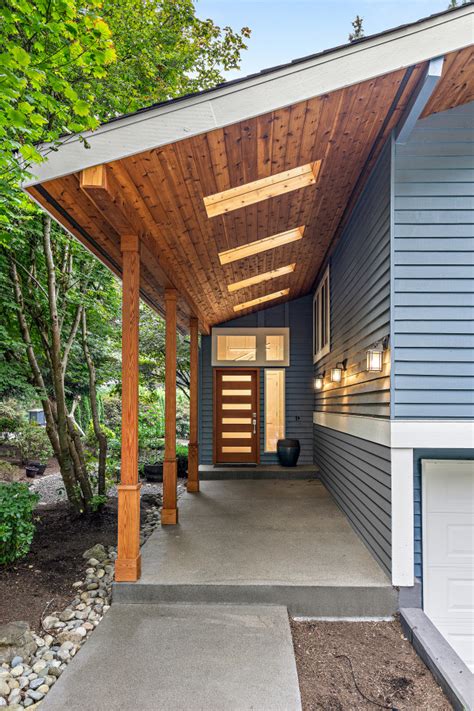 Wooded Redmond Outdoor Living Space Midcentury Exterior Seattle