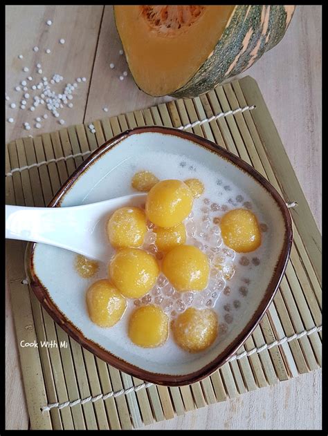 Pumpkin Glutinous Rice Ball With Sago In Coconut Milk Dessert