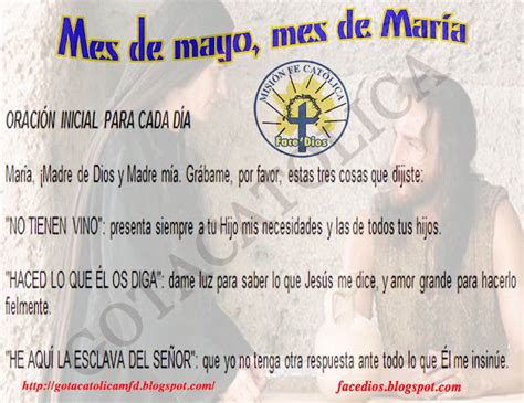 Gota Católica Gotas De Dios Mes De Mayo Mes De María