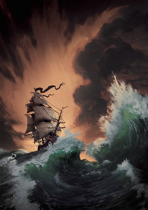 Download Pirate Ship In Storm Wallpaper