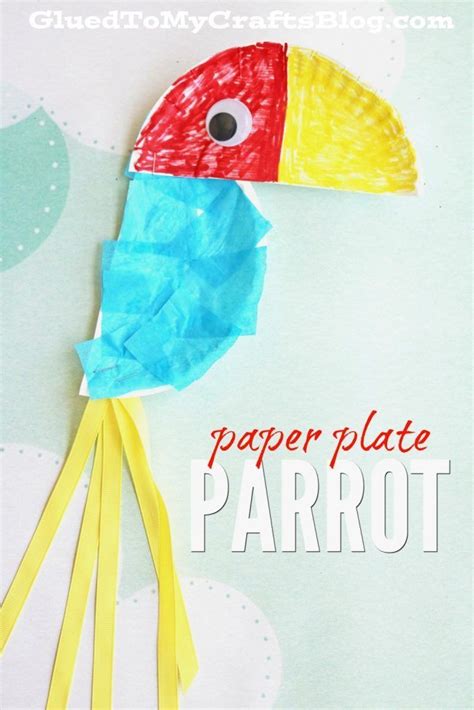 Paper Plate Parrot Kid Craft Pre K Art Glue Crafts Pirate Crafts