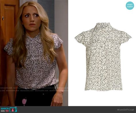 Wornontv Ginas White Horseshoe Print Top On B Positive Annaleigh