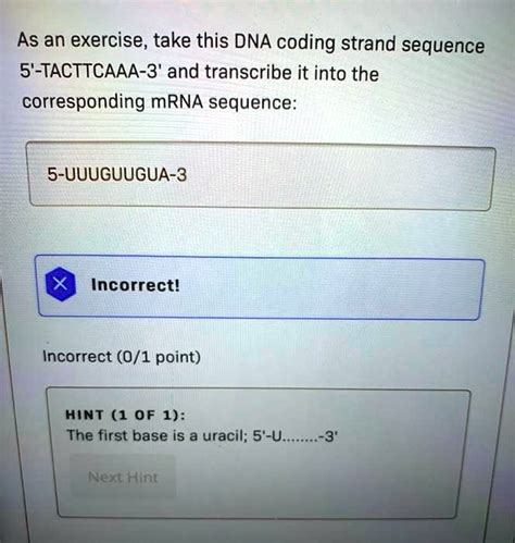 SOLVED As An Exercise Take This DNA Coding Strand Sequence 5