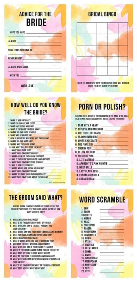 Free Printable Hen Party Games Free Printable Hen Party Resources