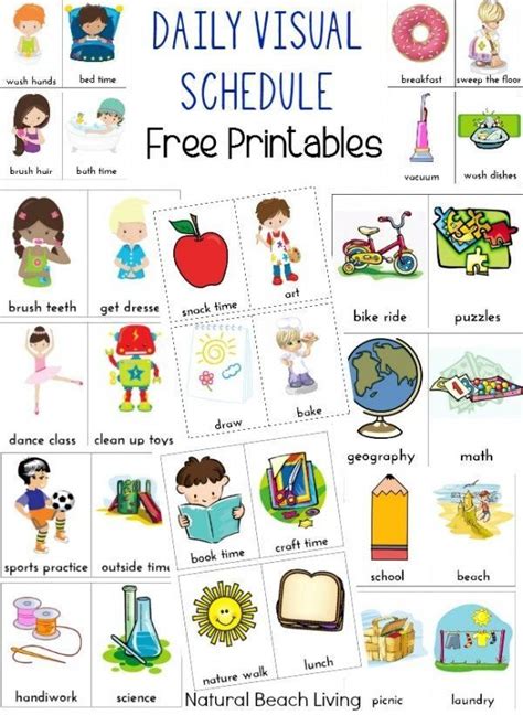 Extra Daily Visual Schedule Cards Free Printables Natural Beach