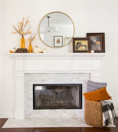 4 Ways To Style A Simple Fall Mantle With A Round Mirror Deeply