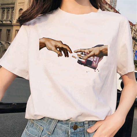 Michelangelo Hands T Shirt Aesthetic Graphic Women Tshirt T Shirt
