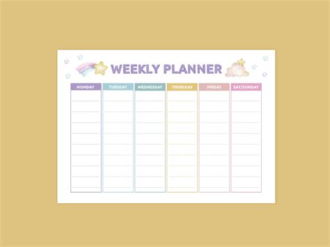 Kids Weekly Planner Schedule Chart Printable Kids Weekly Etsy