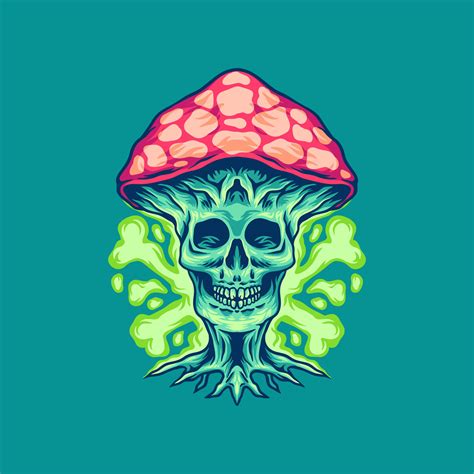 Magic Mushroom Skull Illustration Vector Art At Vecteezy