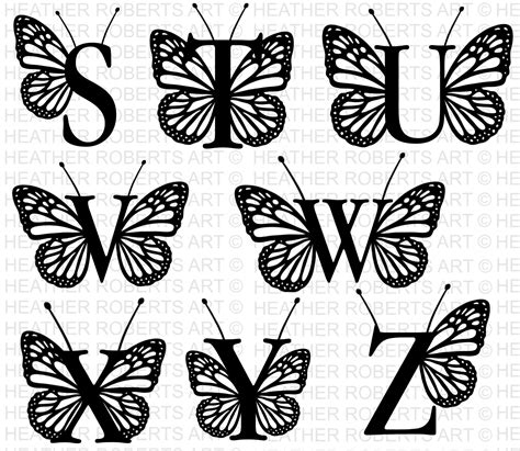 Butterfly Alphabet Svg Letters A Z Monogram Font Png Image Etsy Canada