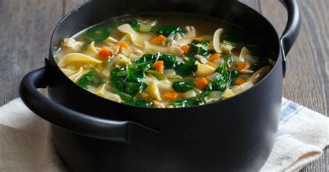 Have this for lunch a few times a week and it's not just the egg you'll be. Best Homemade Chicken Noodle Soup with Spinach Recipe ...