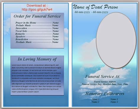 Free Editable Funeral Program Template Template Business