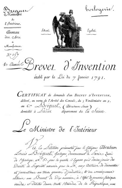 1ère Page Du Brevet Déposé Par Breguet