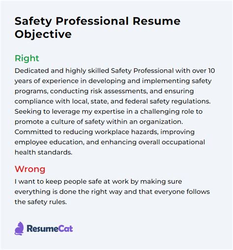 Top 18 Safety Professional Resume Objective Examples