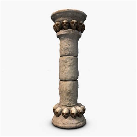 3d Asset Stone Pillar Column With Skulls Cgtrader