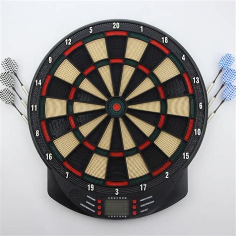 15 Inch Scoring Dartboard Target Board Dart Set Led Display 6 Darts