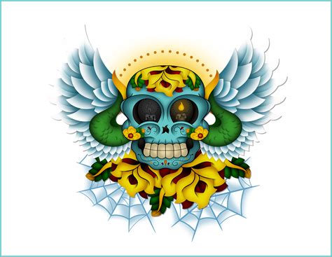 Download Sugar Skull Skull Wings Royalty Free Stock Illustration Image