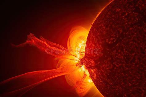 Solar Flare With View Of The Sun S Surface Showing Prominences And