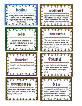 Poetry Forms and Poem Types by The Hungry Teacher | TpT