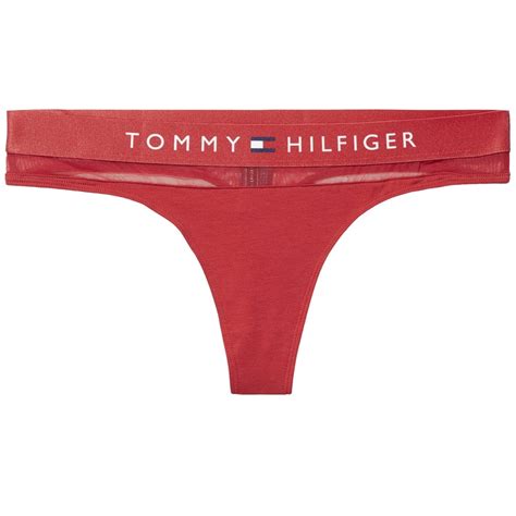 Tommy Hilfiger Womens Sheer Flex Cotton Thong Scooter Red