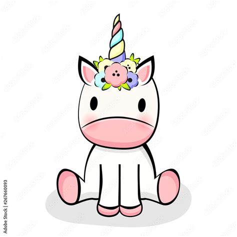 Cute Baby Unicorn Cartoon Icon Stock Vector Adobe Stock