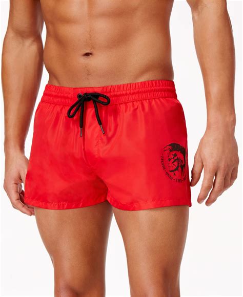 Lyst Diesel Mens Logo Swim Shorts In Red For Men