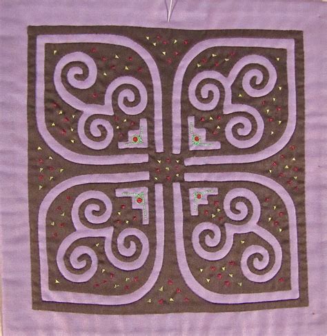 Hmong American reverse applique textile square | Hmong embroidery ...