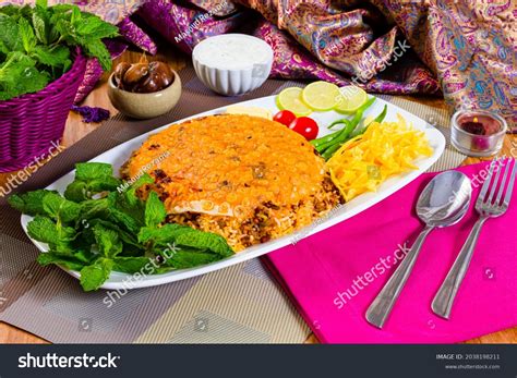 A Table Of Persian Food Including Rice And Fresh Royalty Free Stock