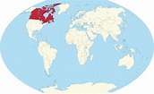 Canada on world map: surrounding countries and location on Americas map