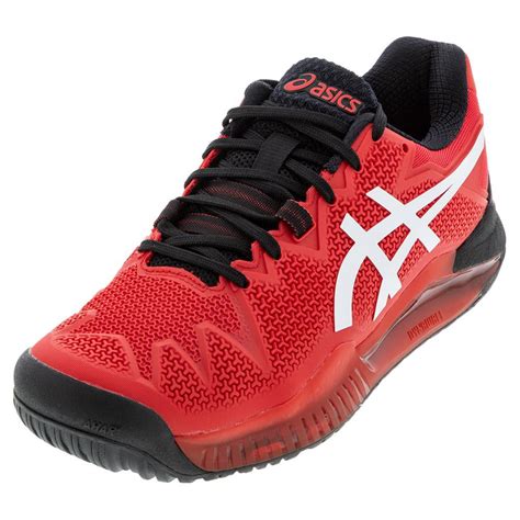 Asics Men`s Gel Resolution 8 Tennis Shoes Electric Red And White 115