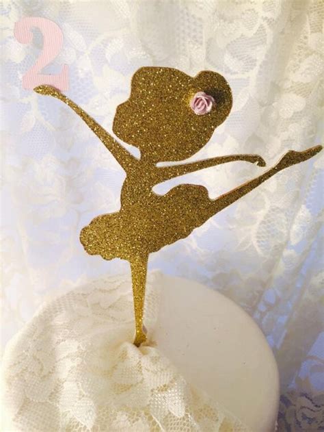 Cake Topper Ballerina Dancer Gold Glitter Decoration For