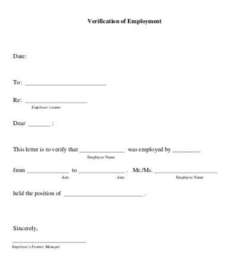 letter  employment verification   word
