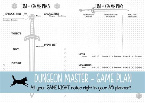Dm Game Plan Dungeon Master Planner Game Night Is On Etsy Australia Dungeon Master Dungeon