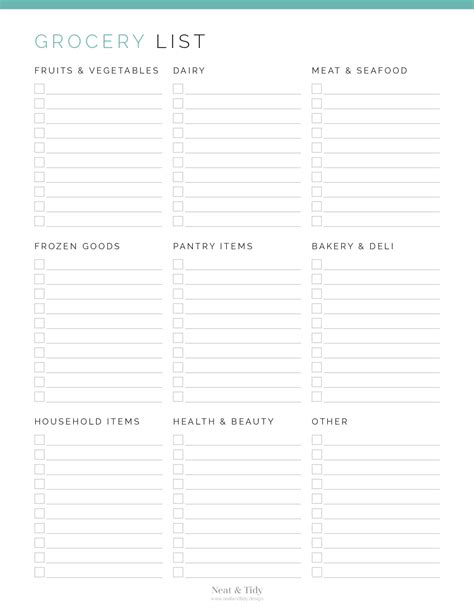 Free Printable Grocery List And Shopping List Template Printable