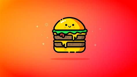 Desktop Wallpaper Cheese Burger Orange Smiley Food Minimal Hd