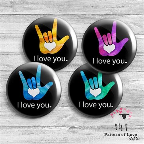 Asl I Love You Sign Language Buttons Etsy I Love You Signs My Love