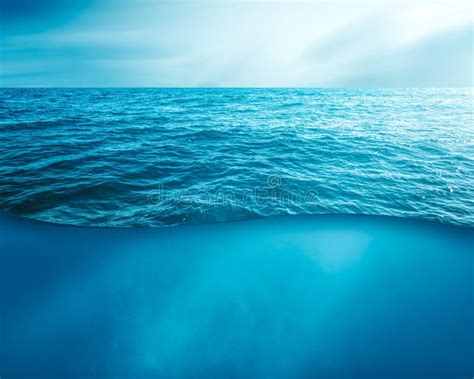 Wavy Sea Water Surface With Sky And Underwater Stock Image Image Of