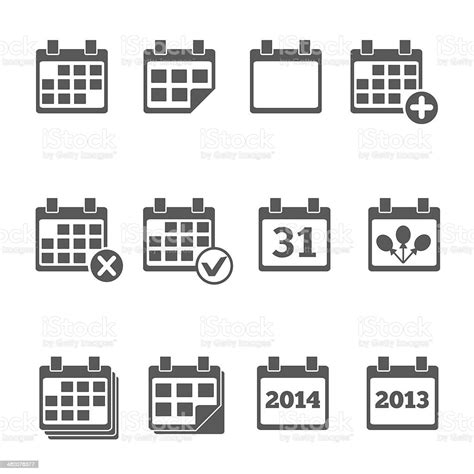 Ikon Kalender Dengan Tanggal Dan Tahun Yang Berbeda Ilustrasi Stok
