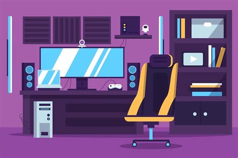 Free Vector Cartoon Gamer Room Illustration